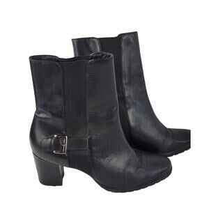 Cole Haan Chelsea Ankle Boots Womens 8B Black F8 D25456 Pull On Leather Buckle